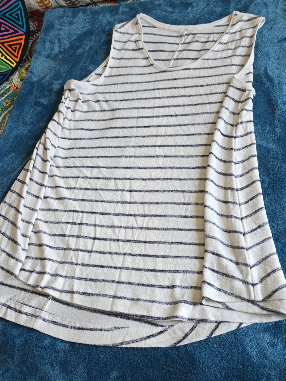 Merona White Tank Top with Navy Stripes